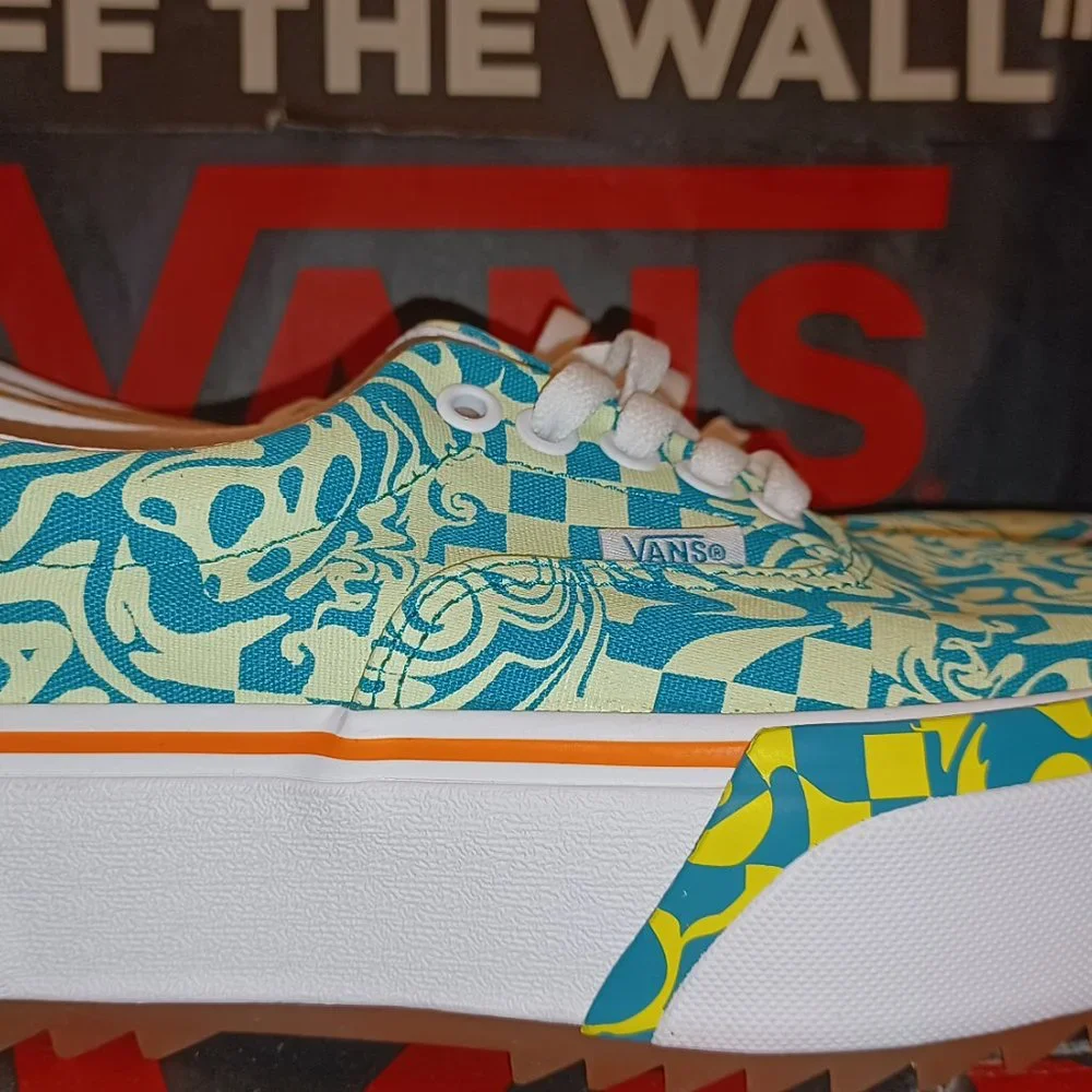 Vans Men's 3.5/Women's 5 Era Stacked Wavy Daze Tile Blue - VN0A4BTOCE5